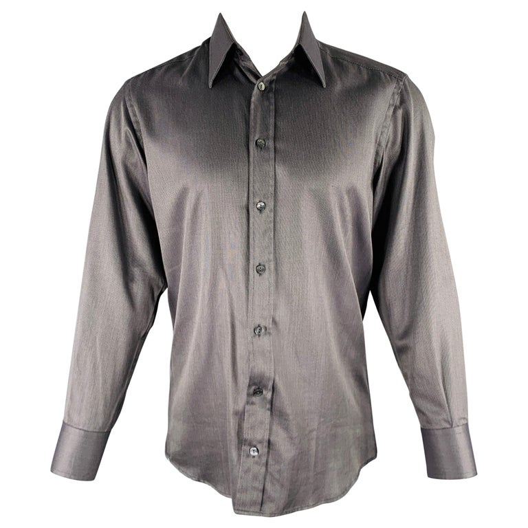 DOLCE and GABBANA Size S Grey Black Nailhead Cotton Button Up Long Sleeve Shirt For Sale at 1stDibs DOLCE and GABBANA Size S Grey Black Nailhead Cotton Button Up Long Sleeve Shirt For Sale at 1stDibs