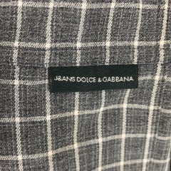 DOLCE & GABBANA Size S Grey White Plaid Wool / Rayon Long Sleeve Shirt