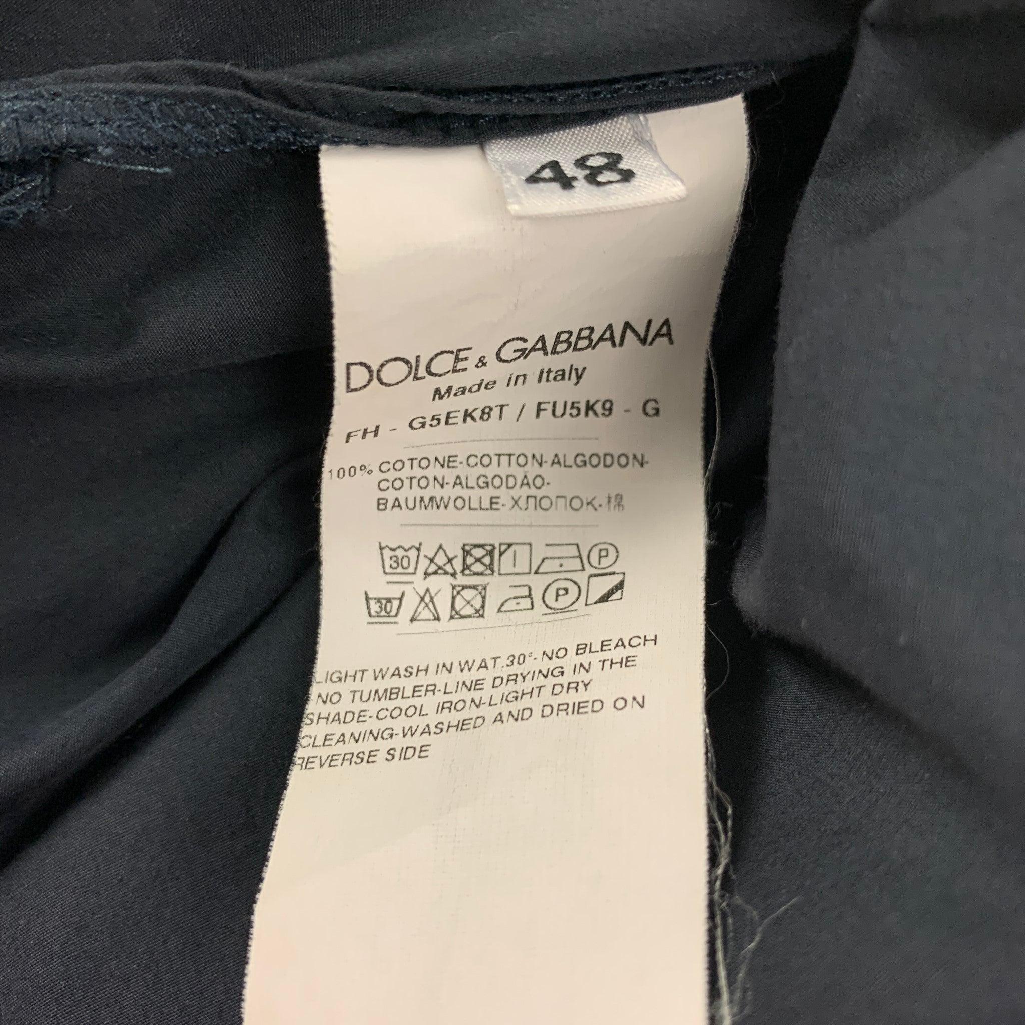 DOLCE & GABBANA Size S Navy Cotton Long Sleeve Caftan-Shirt In Good Condition For Sale In San Francisco, CA