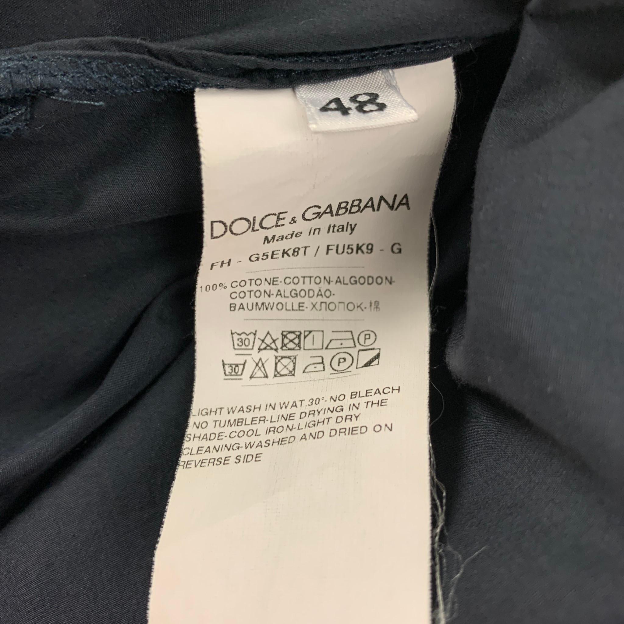 Black DOLCE & GABBANA Size S Navy Cotton Long Sleeve Caftan-Shirt