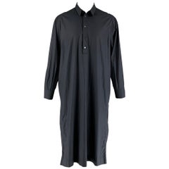 DOLCE & GABBANA Size S Navy Cotton Long Sleeve Caftan-Shirt