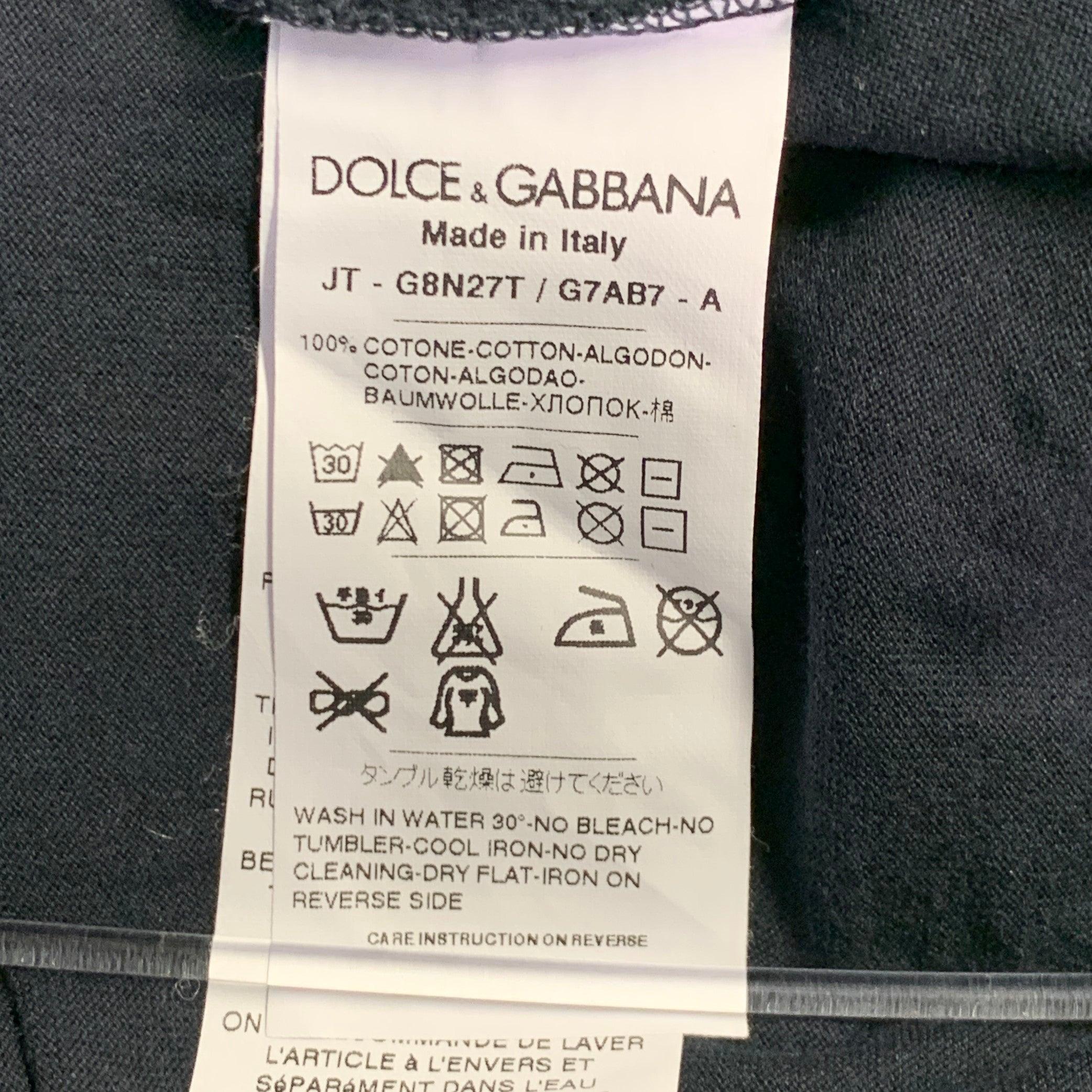 S.I.V.A. - DOLCE & GABBANA Taglia S - Maglietta in cotone a strati grigio-marino con collo a V in vendita 1