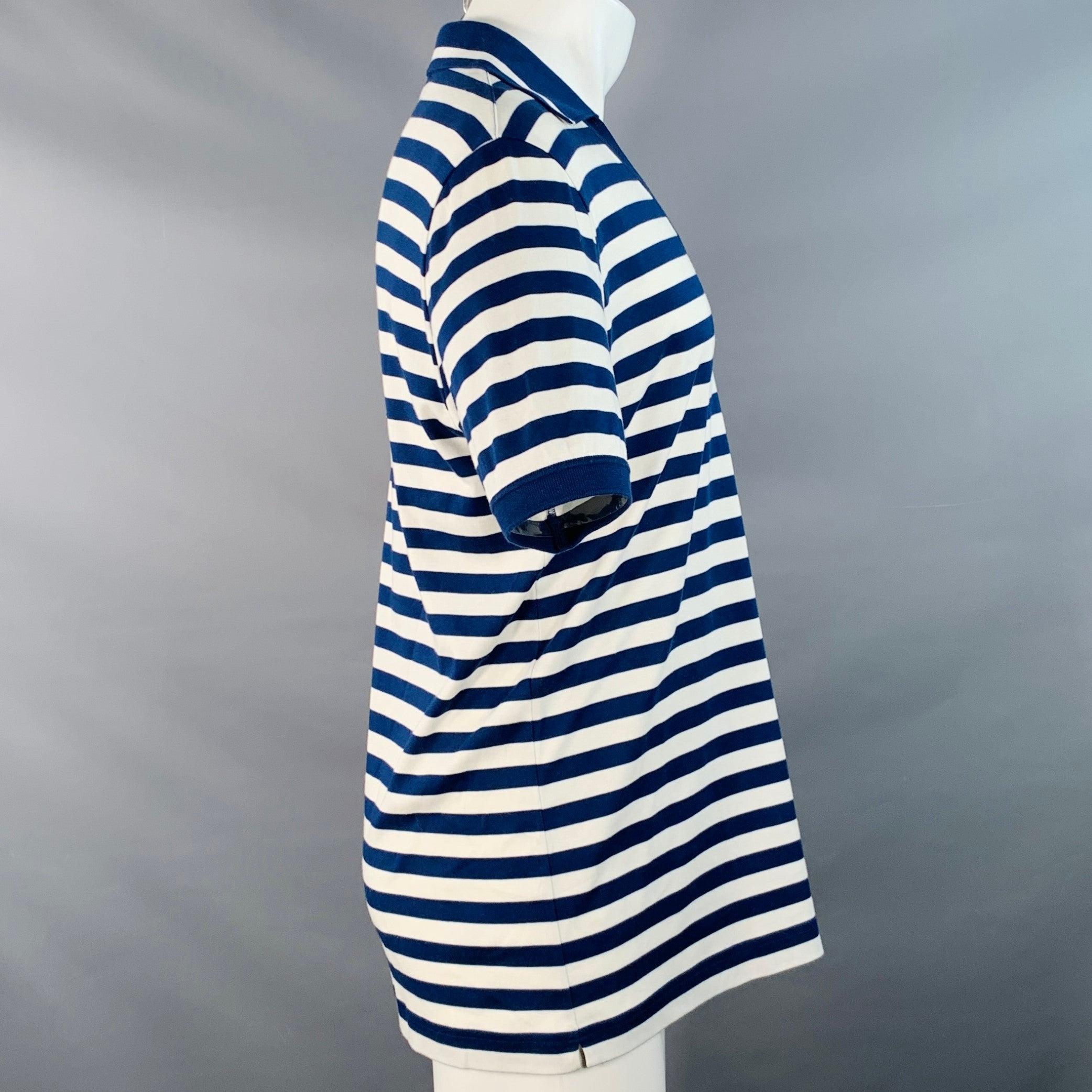 DOLCE & GABBANA Polo de un bolsillo de algodón a rayas azul marino blanco talla S Negro en venta