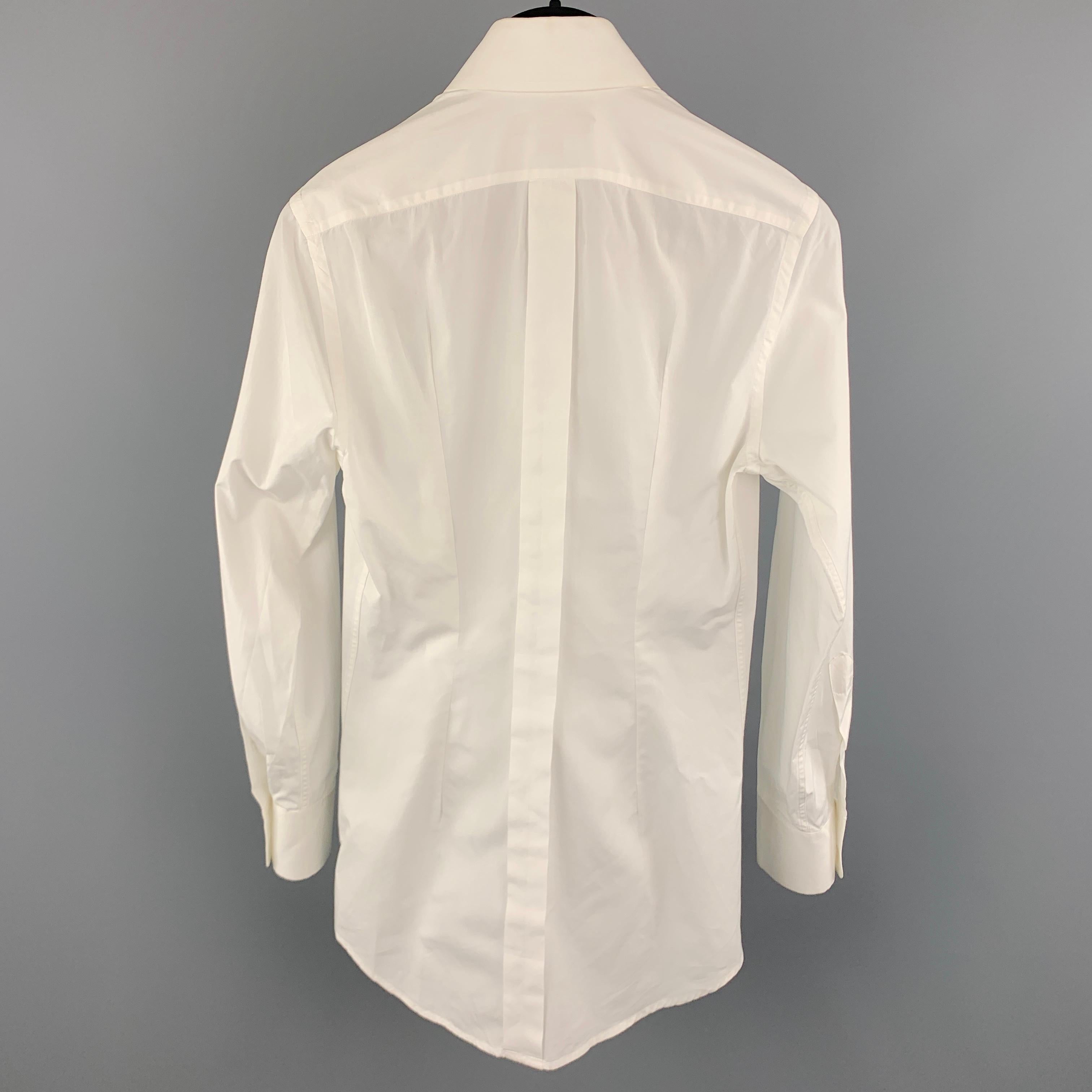 DOLCE and GABBANA Size S White Cotton Buttons Pointed Collar Long ...