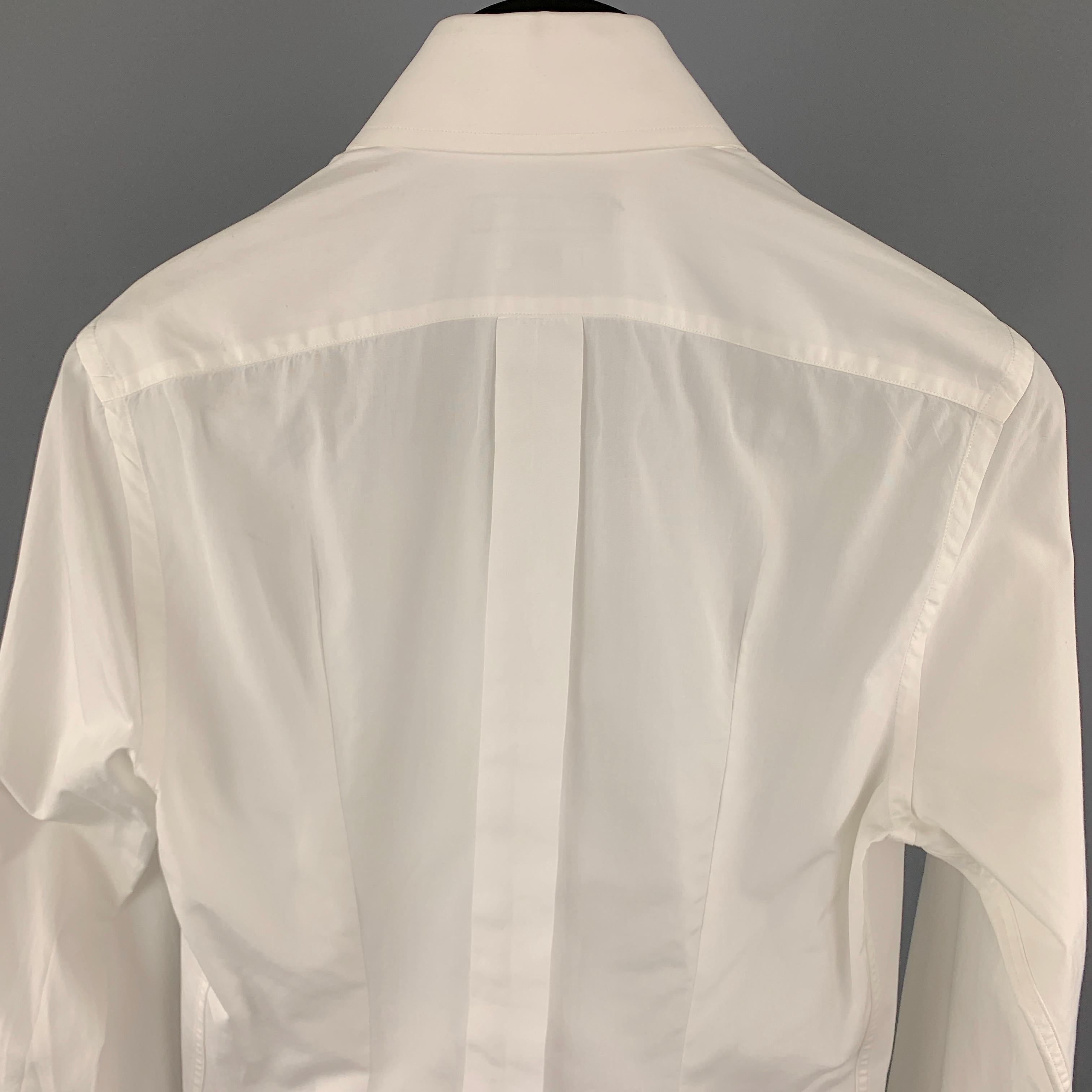 DOLCE and GABBANA Size S White Cotton Buttons Pointed Collar Long ...