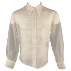 DOLCE & GABBANA Size S White Organza Button Up Long Sleeve Shirt