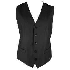 DOLCE & GABBANA Größe XL Schwarze Weste aus Viskosemischung mit Knopfleiste