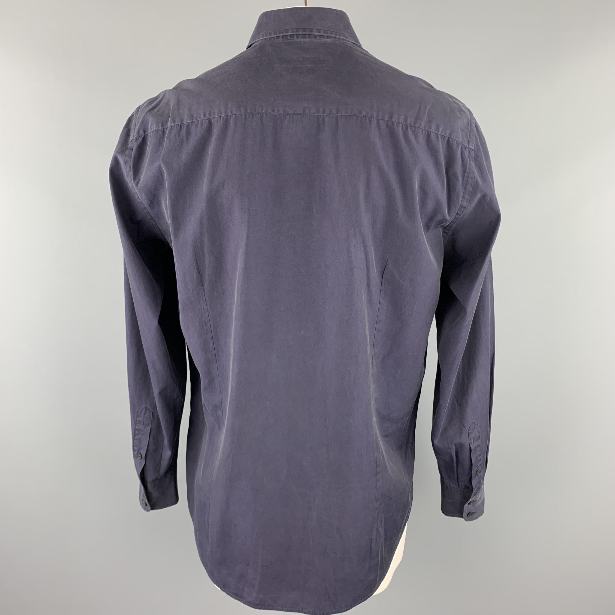 Gray DOLCE & GABBANA Size XL Navy Cotton Button Up Long Sleeve Shirt