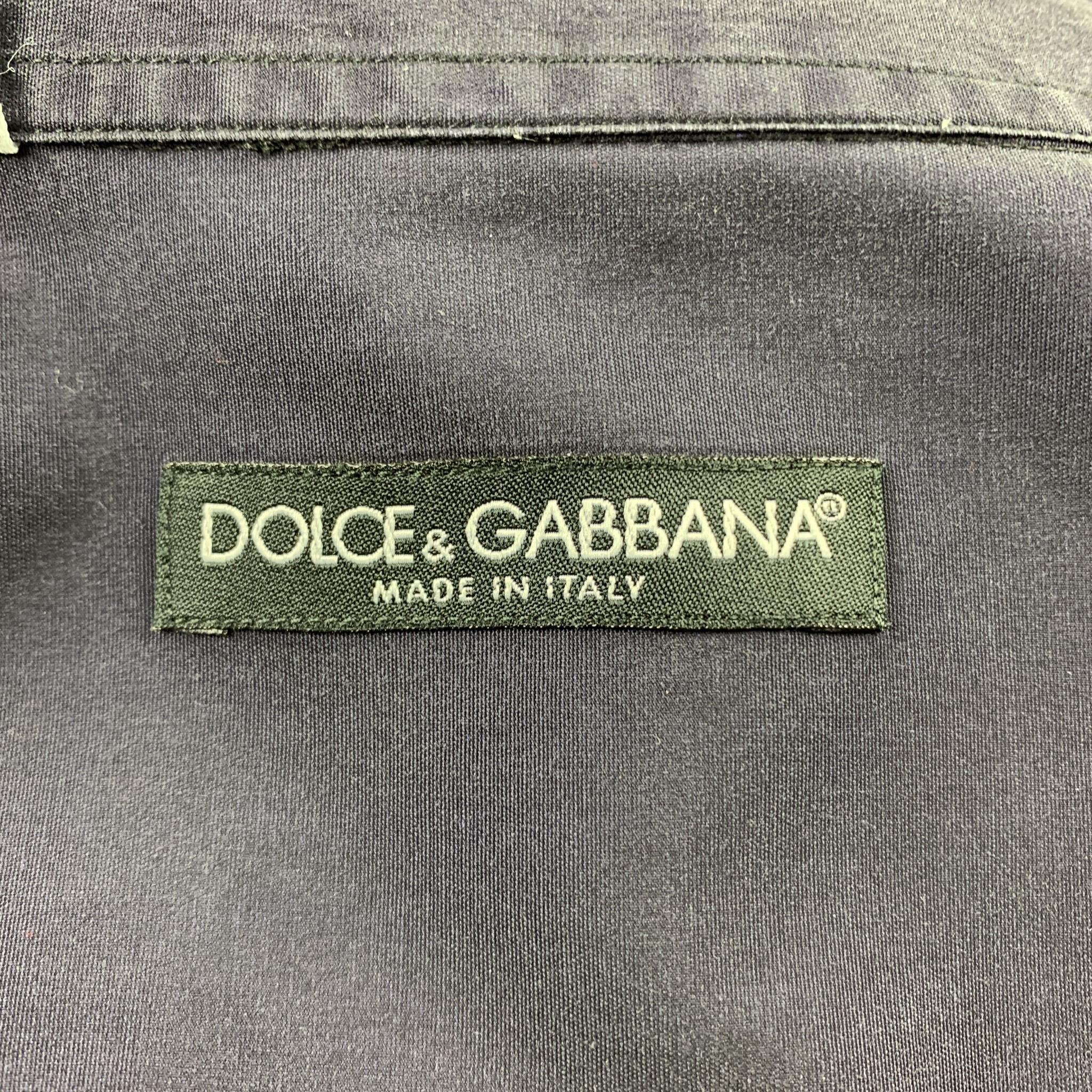DOLCE & GABBANA Size XL Navy Cotton Button Up Long Sleeve Shirt In Good Condition In San Francisco, CA