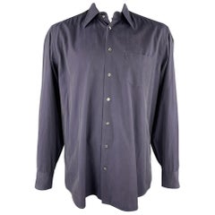DOLCE 
GABBANA Size XL Navy Cotton Button Up Long Sleeve Shirt