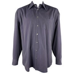 DOLCE & GABBANA Size XL Navy Cotton Button Up Long Sleeve Shirt