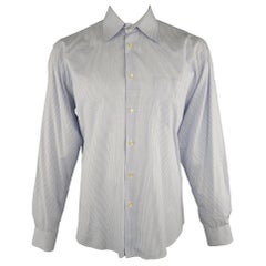 DOLCE 
GABBANA Size XL Navy 
White Window Pane Cotton Long Sleeve Shirt
