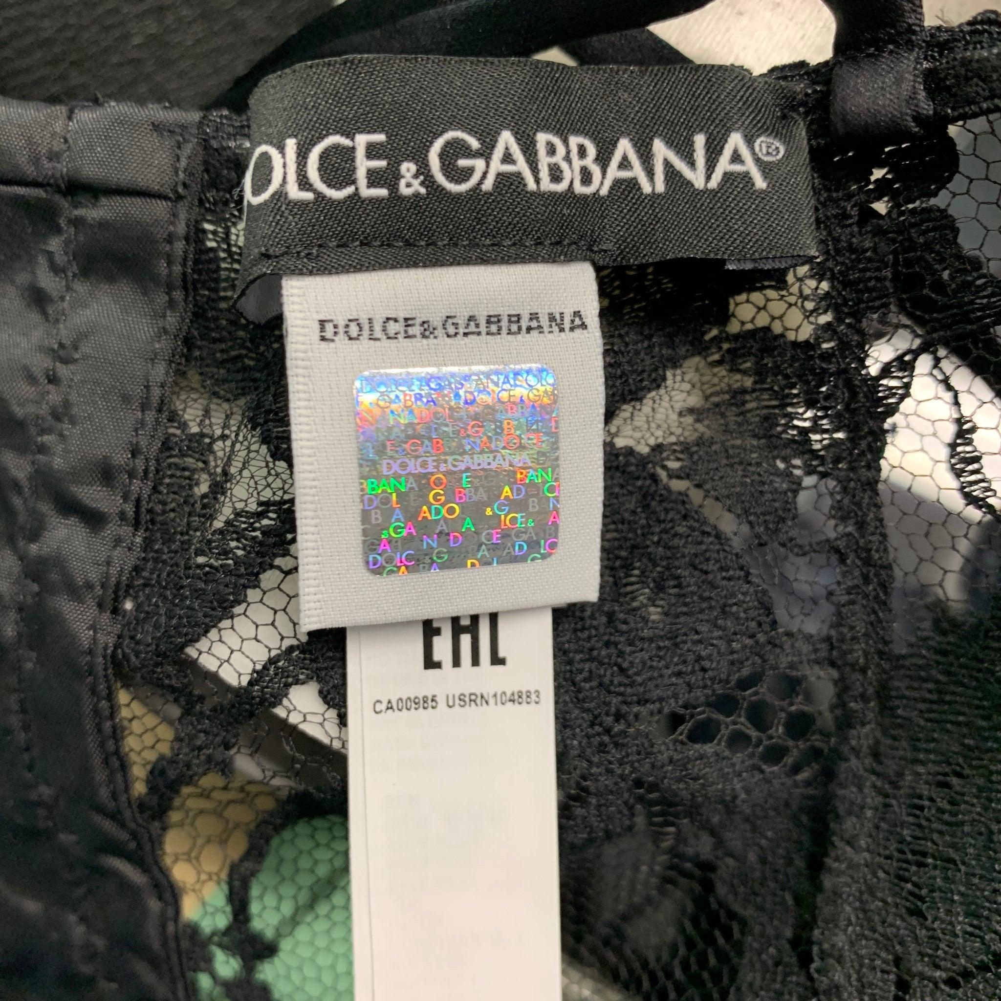 Women's DOLCE & GABBANA Size XS Black Cotton Blend Bralette Casual Top For Sale