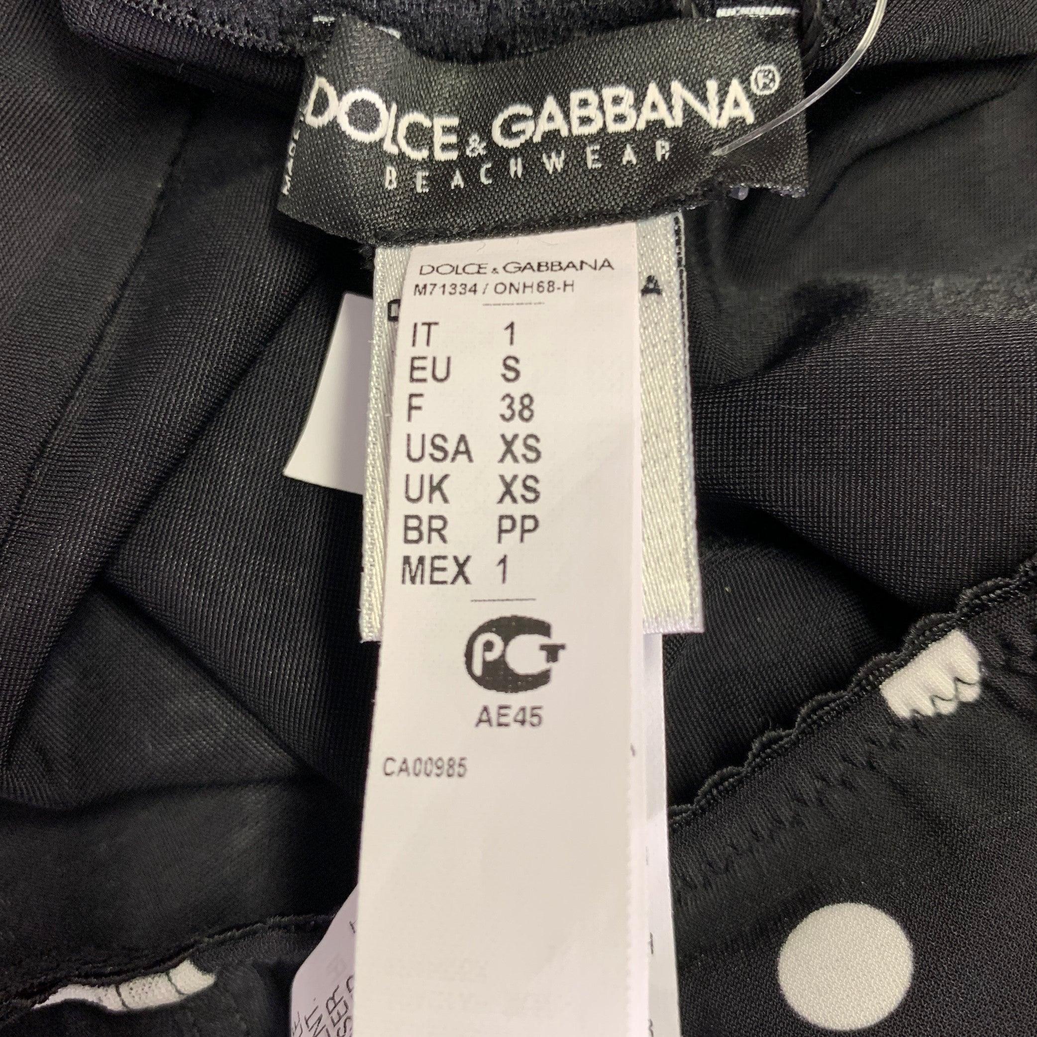 DOLCE & GABBANA Size XS Black White Polyamide Blend Polka Dot Swimsuit In Excellent Condition In San Francisco, CA