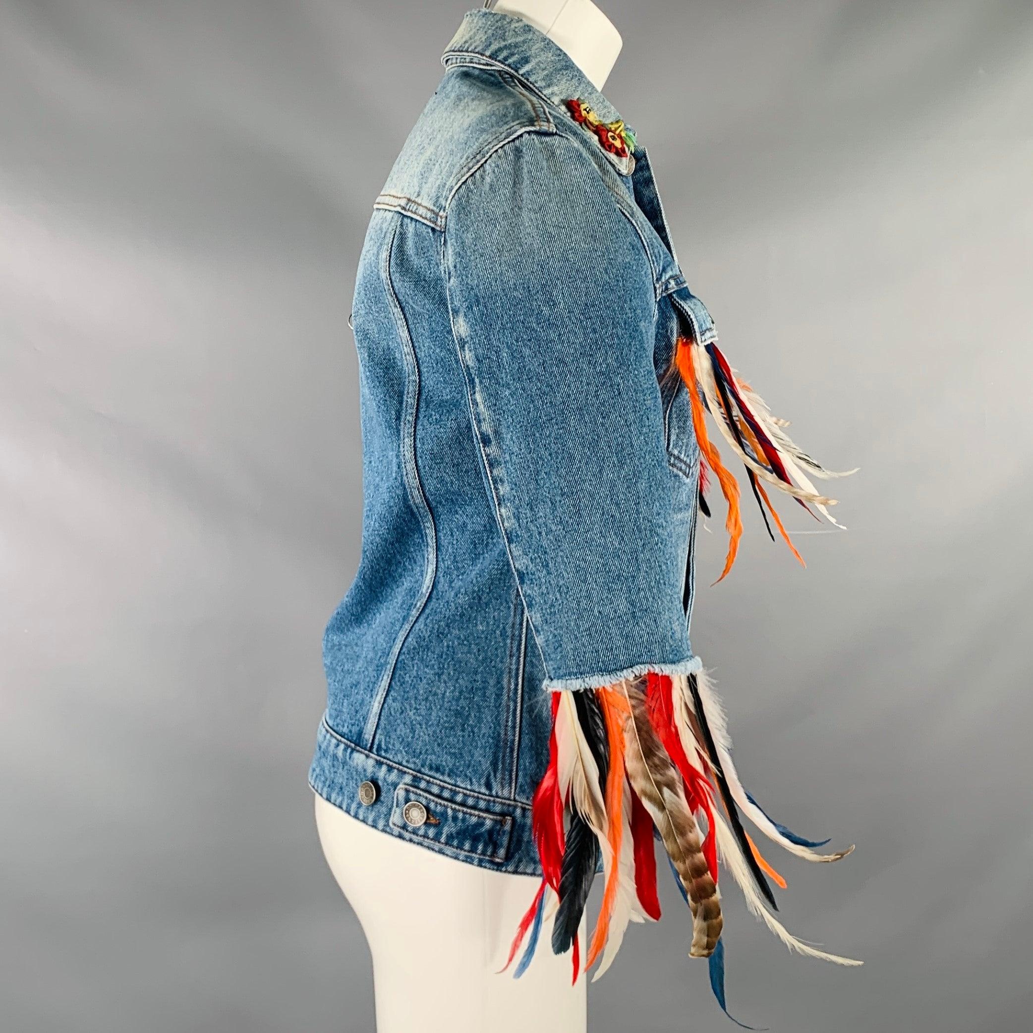 DOLCE & GABBANA Chaqueta vaquera de plumas de algodón multicolor azul talla XS Gris en venta