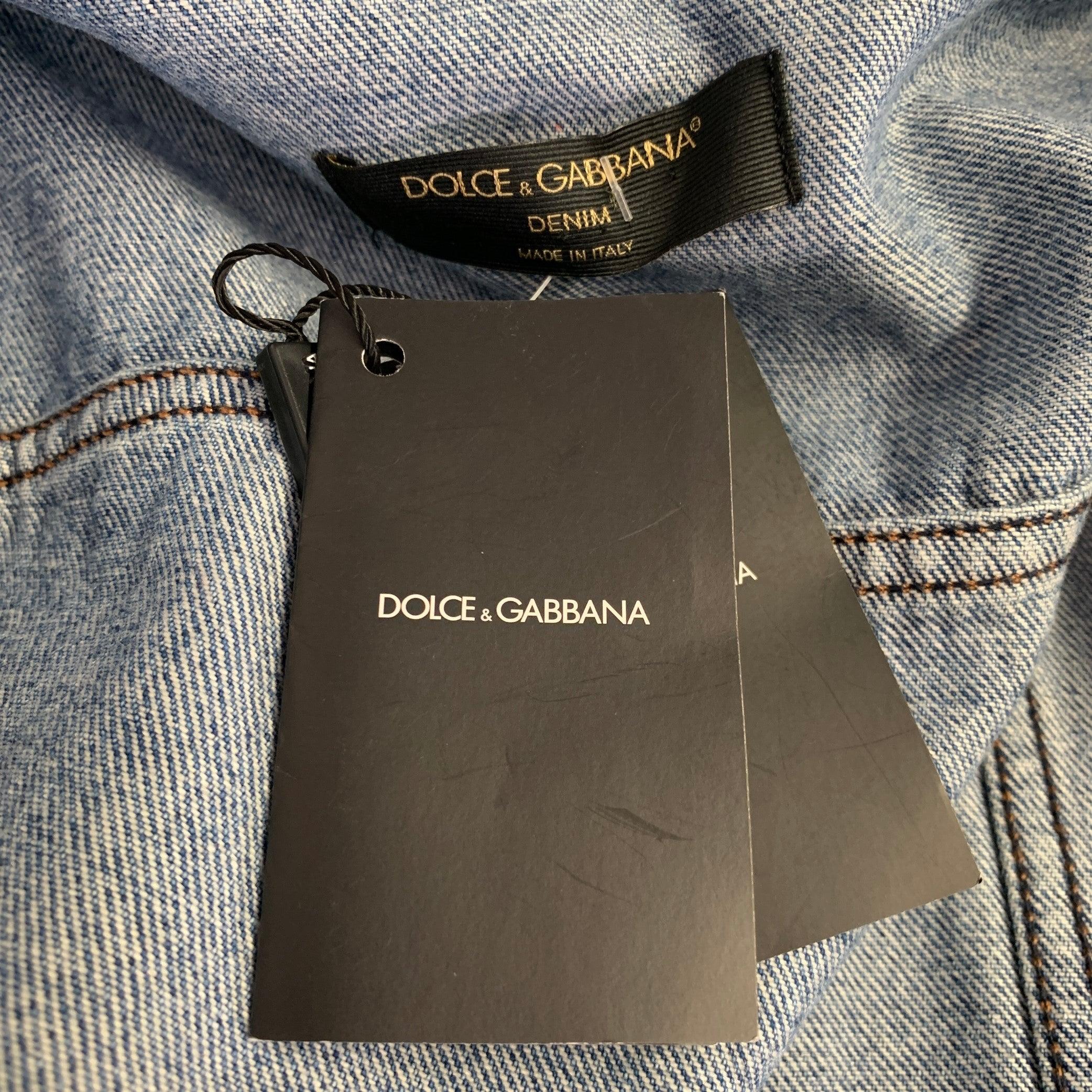 De las mujeres DOLCE & GABBANA Chaqueta vaquera de plumas de algodón multicolor azul talla XS en venta