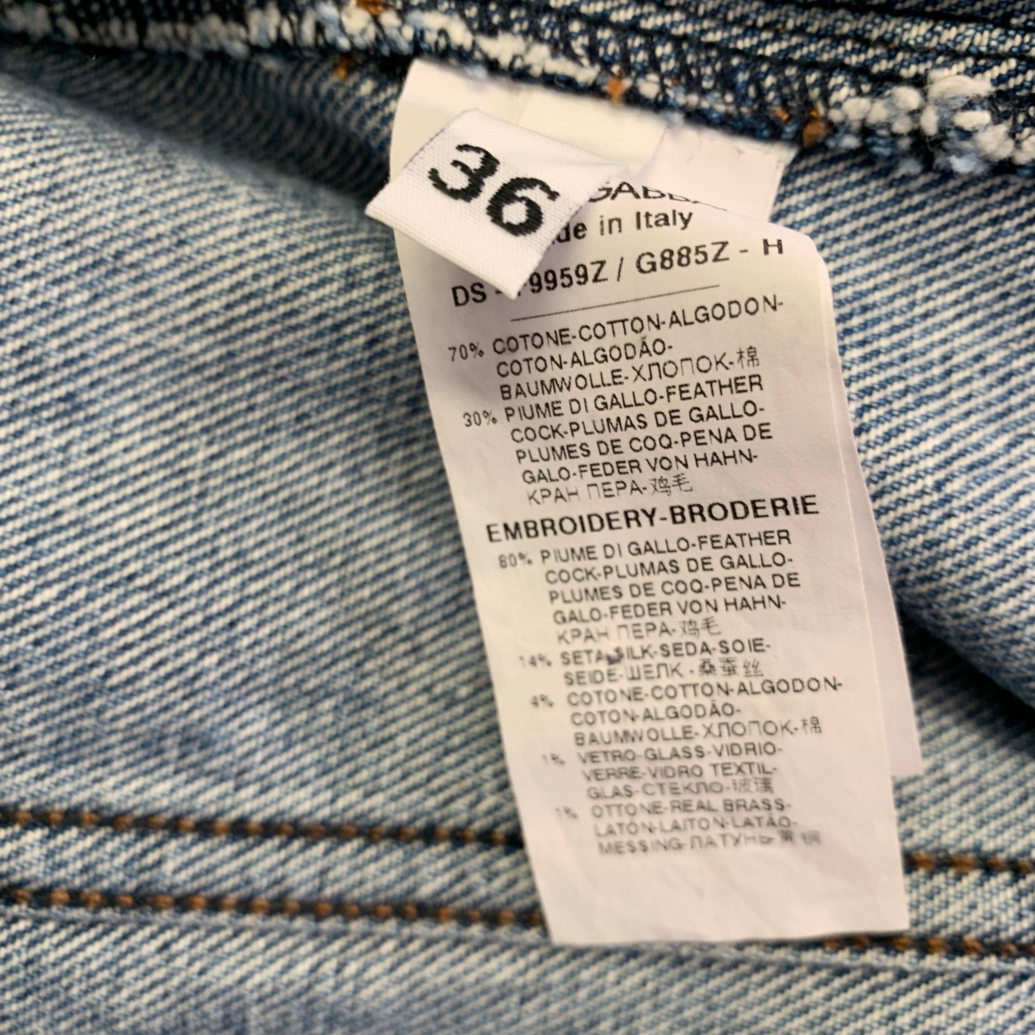 DOLCE & GABBANA Chaqueta vaquera de plumas de algodón multicolor azul talla XS en venta 1