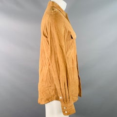 DOLCE & GABBANA Size XS Camel Suede Military Two Pockets Epaulets Long Sleeve Shirt