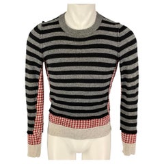 DOLCE & GABBANA Size XS Grey Black Stripe Wool Crew-Neck Pullover