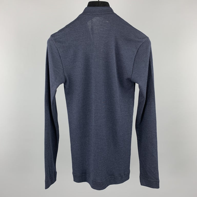 DOLCE and GABBANA Size XS Navy Wool / Silk Henley Pullover Sweater at ...
