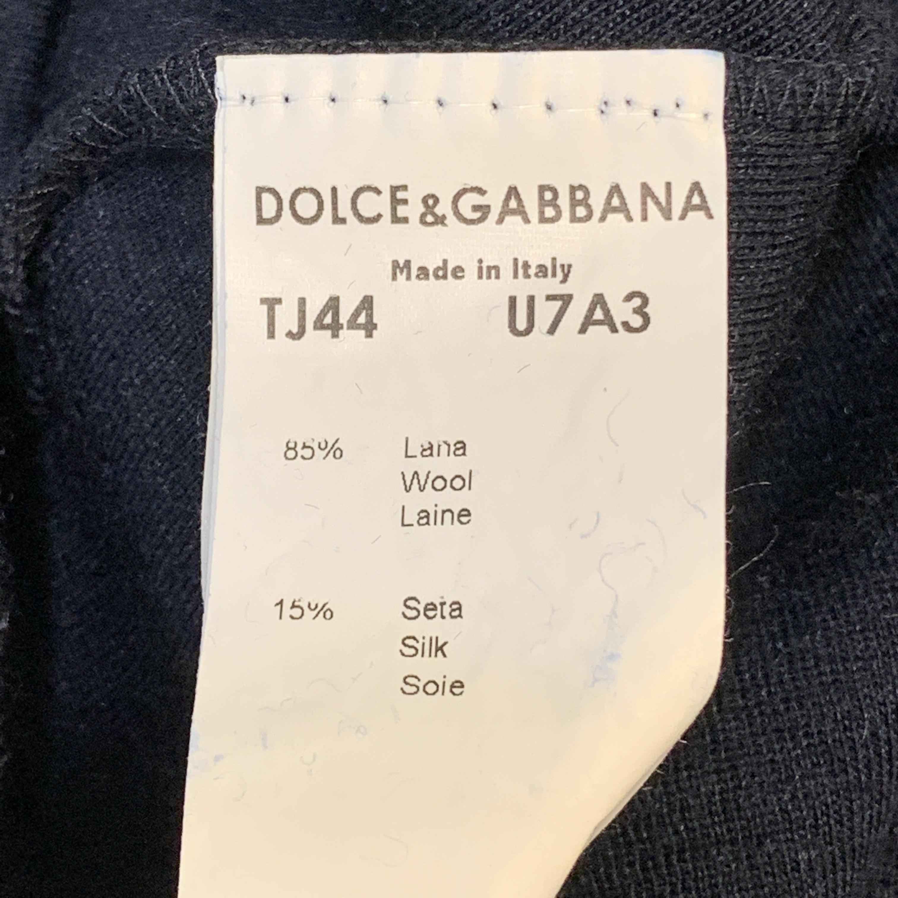 Men's DOLCE & GABBANA Size XS Navy Wool / Silk Short Sleeve Henley Pullover Sweater