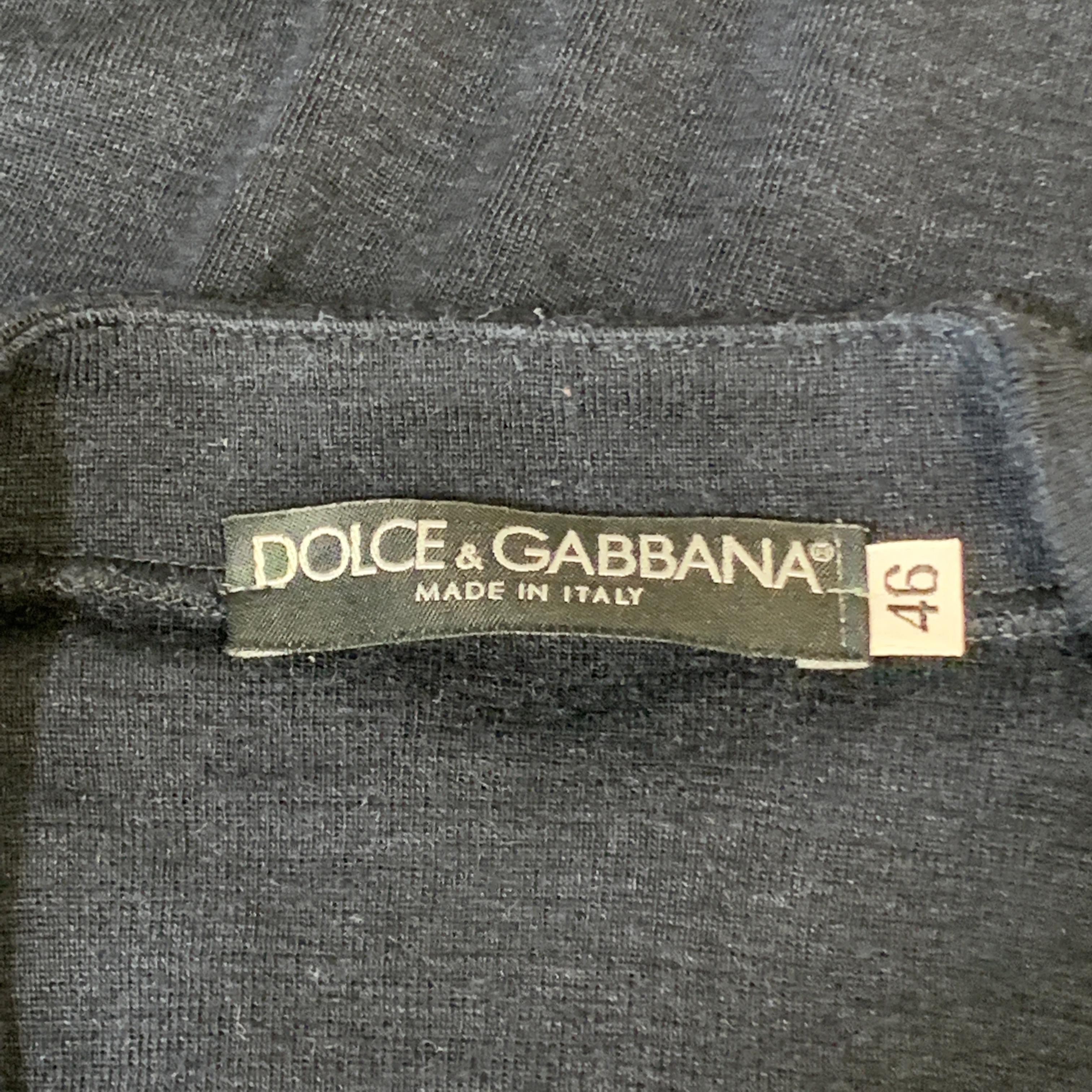 DOLCE & GABBANA Size XS Navy Wool / Silk Short Sleeve Henley Pullover Sweater 1