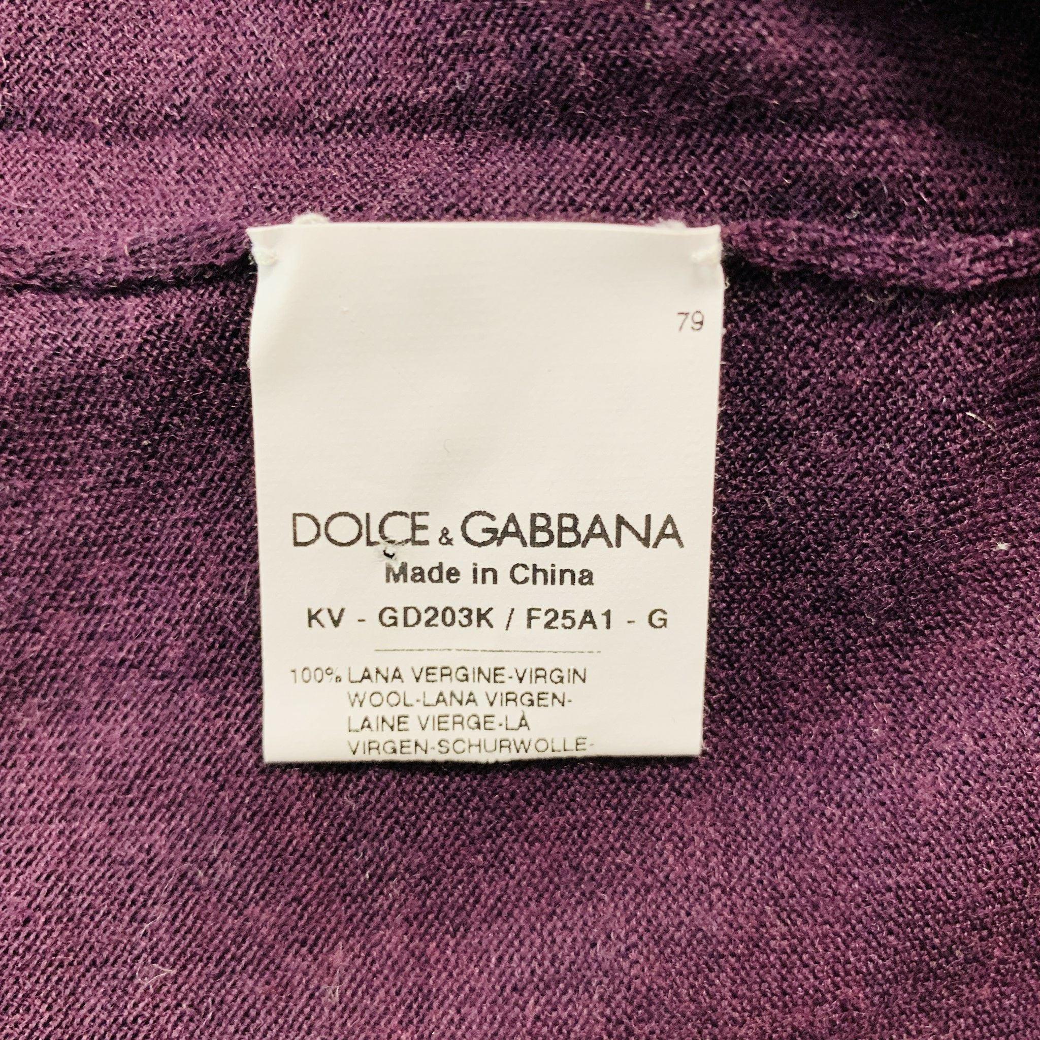 DOLCE & GABBANA Size XS Purple Knitted Wool V-Neck Pullover For Sale 1