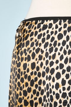Dolce & Gabbana skirt half denim half leopard printed jersey with side slit