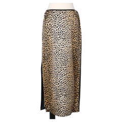 Dolce & Gabbana skirt half denim half leopard printed jersey with side slit