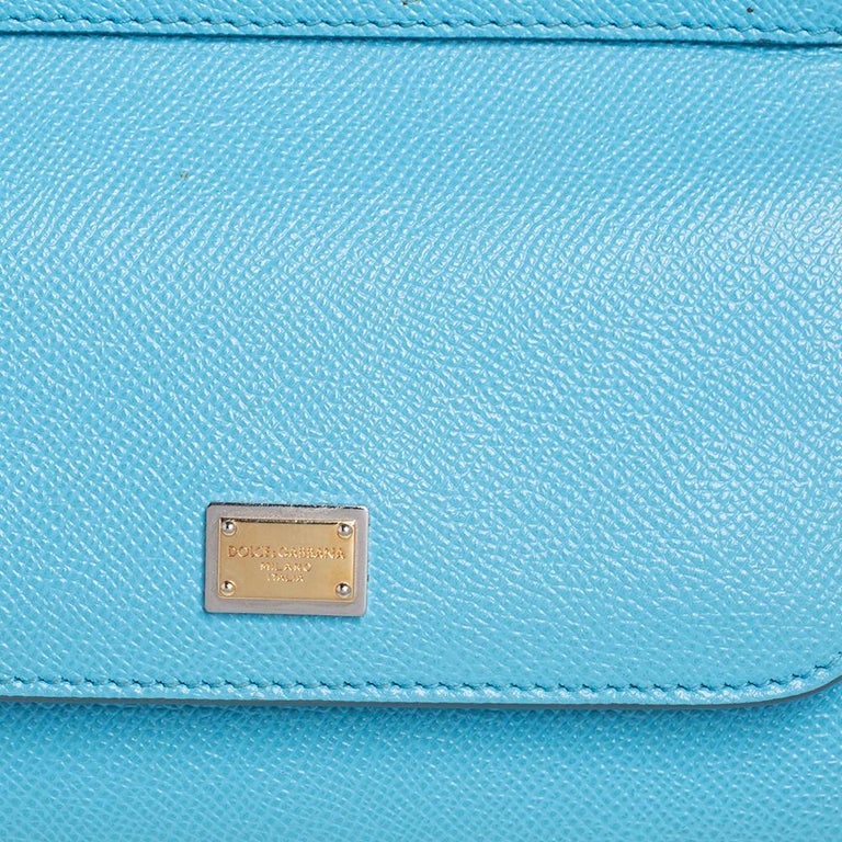 Dolce and Gabbana Sky Blue Leather Mini Miss Sicily Top Handle Bag at  1stDibs