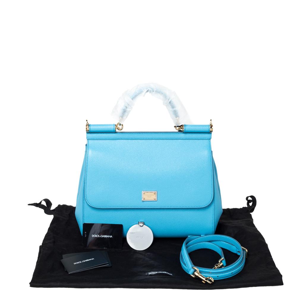 Dolce & Gabbana Sky Blue Leather Miss Sicily Bag In New Condition In Dubai, Al Qouz 2