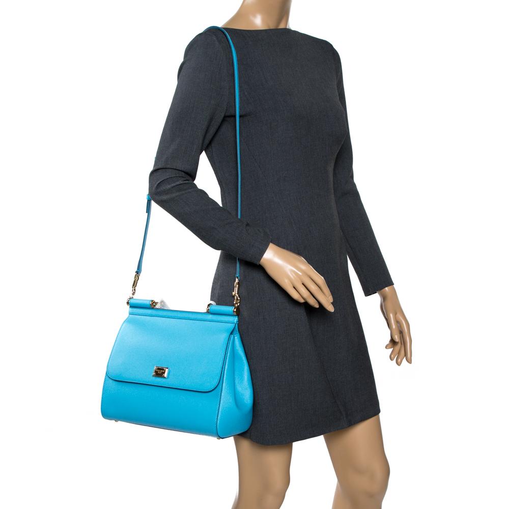 Women's Dolce & Gabbana Sky Blue Leather Miss Sicily Bag