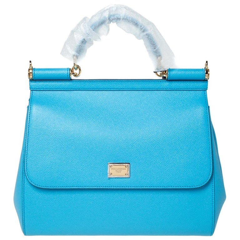 Dolce and Gabbana Sky Blue Leather Miss Sicily Bag For Sale at 1stDibs