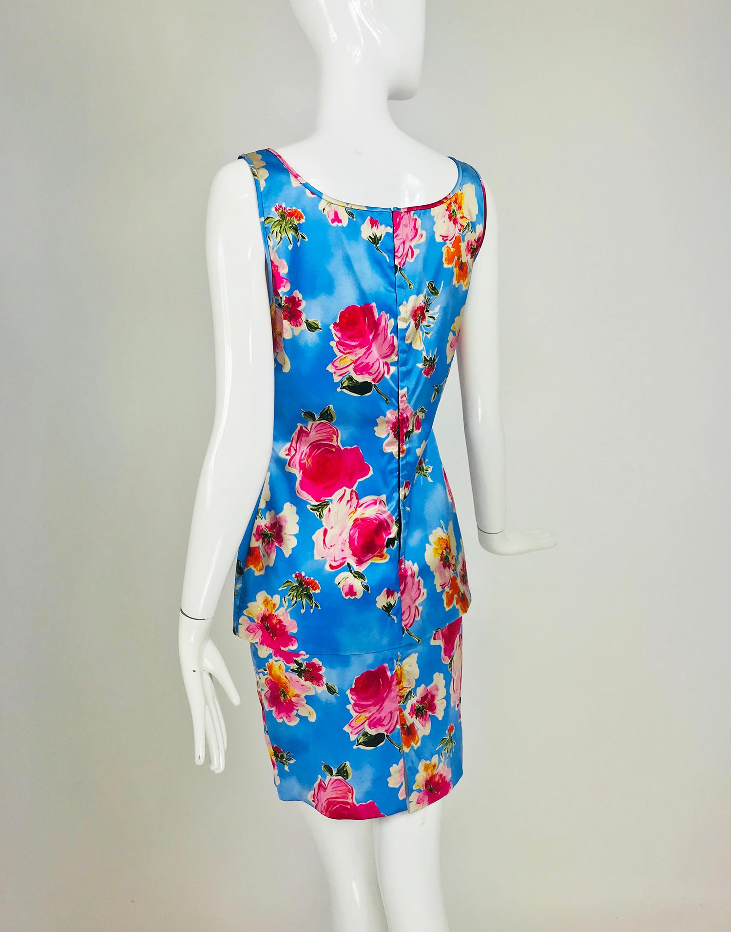 Women's Dolce & Gabbana Sky Blue Photo Floral Silk Print Skirt Set