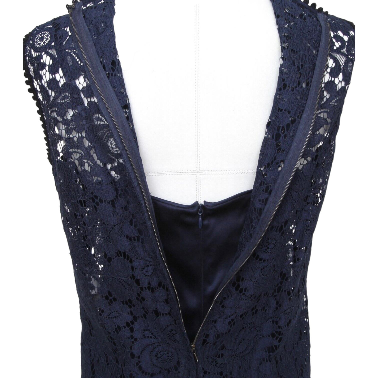 DOLCE & GABBANA Blouse Shirt Top Navy Blue Black Sleeveless Lace Sz 40 Ret $1495 For Sale 5