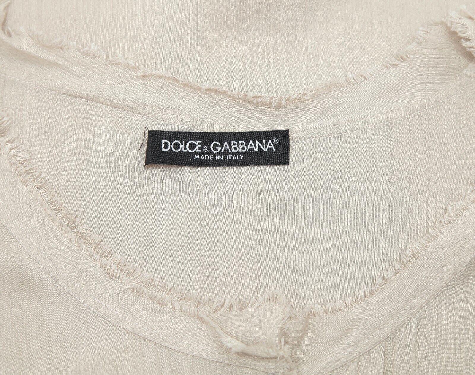 DOLCE & GABBANA Sleeveless Shirt Top Beige Buttons Viscose Silk Sz 42 For Sale 6