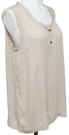 DOLCE & GABBANA Sleeveless Shirt Top Beige Buttons Viscose Silk Sz 42
