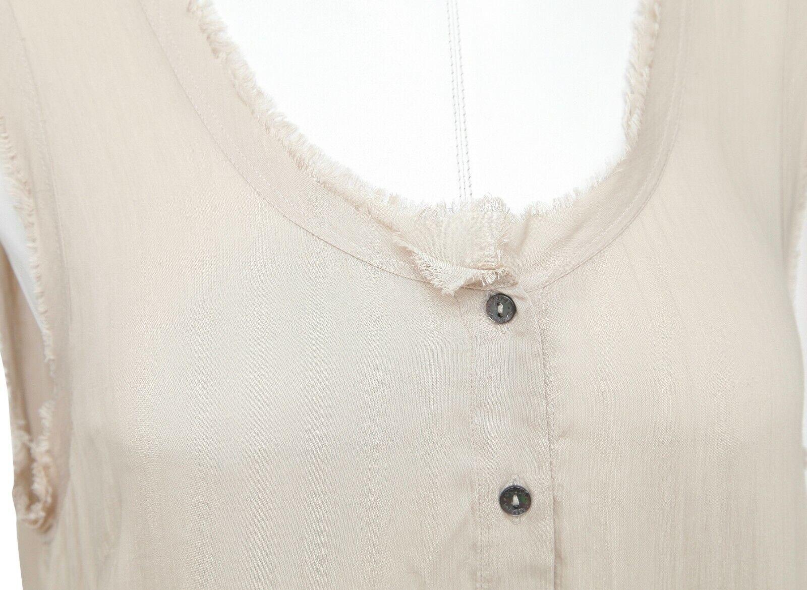 Women's DOLCE & GABBANA Sleeveless Shirt Top Beige Buttons Viscose Silk Sz 42 For Sale