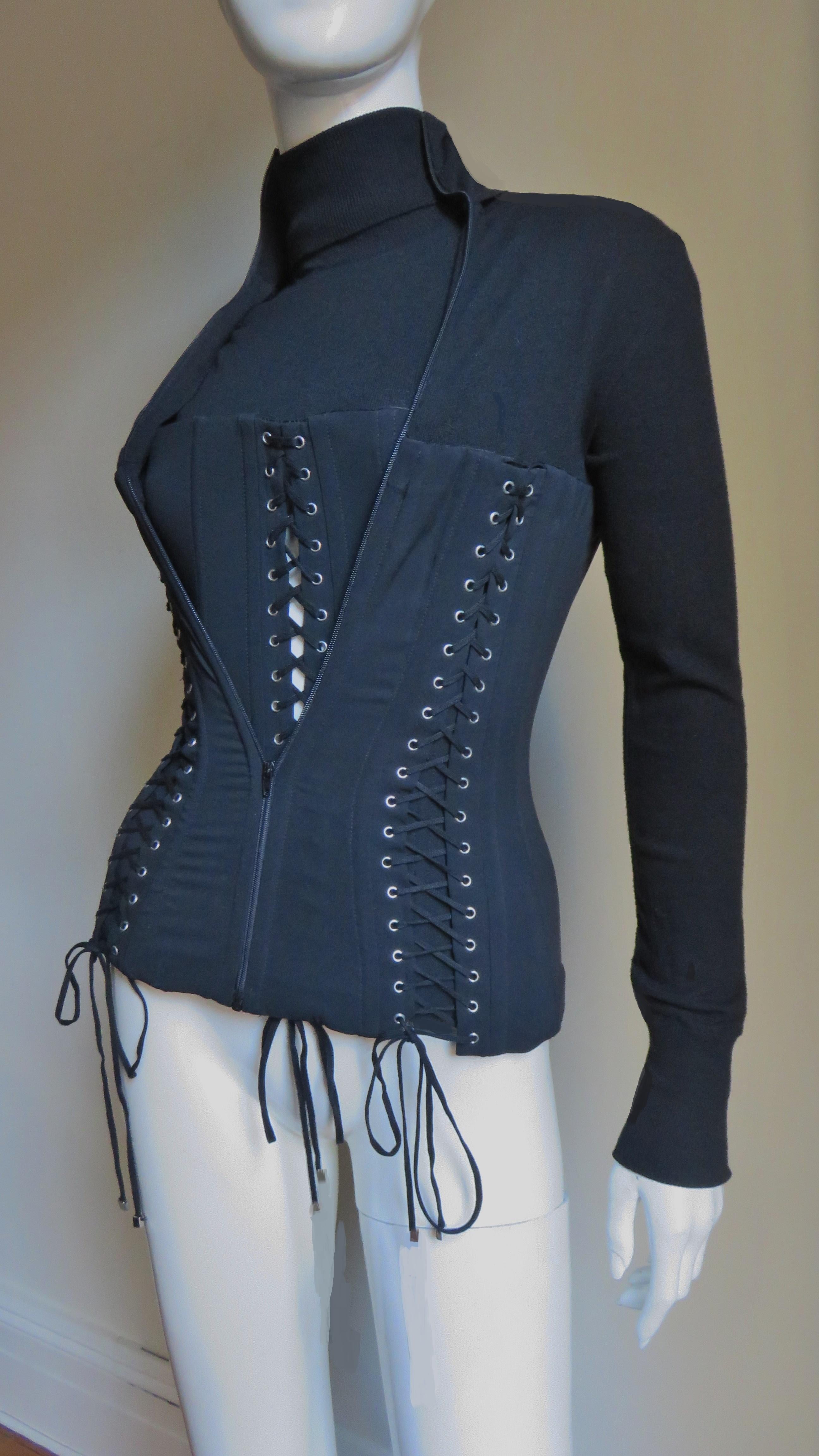 Dolce and Gabbana Lace up Corset and Cardigan Sweater Set For Sale at  1stDibs | corset cardigan, sweater with corset, sweater corset