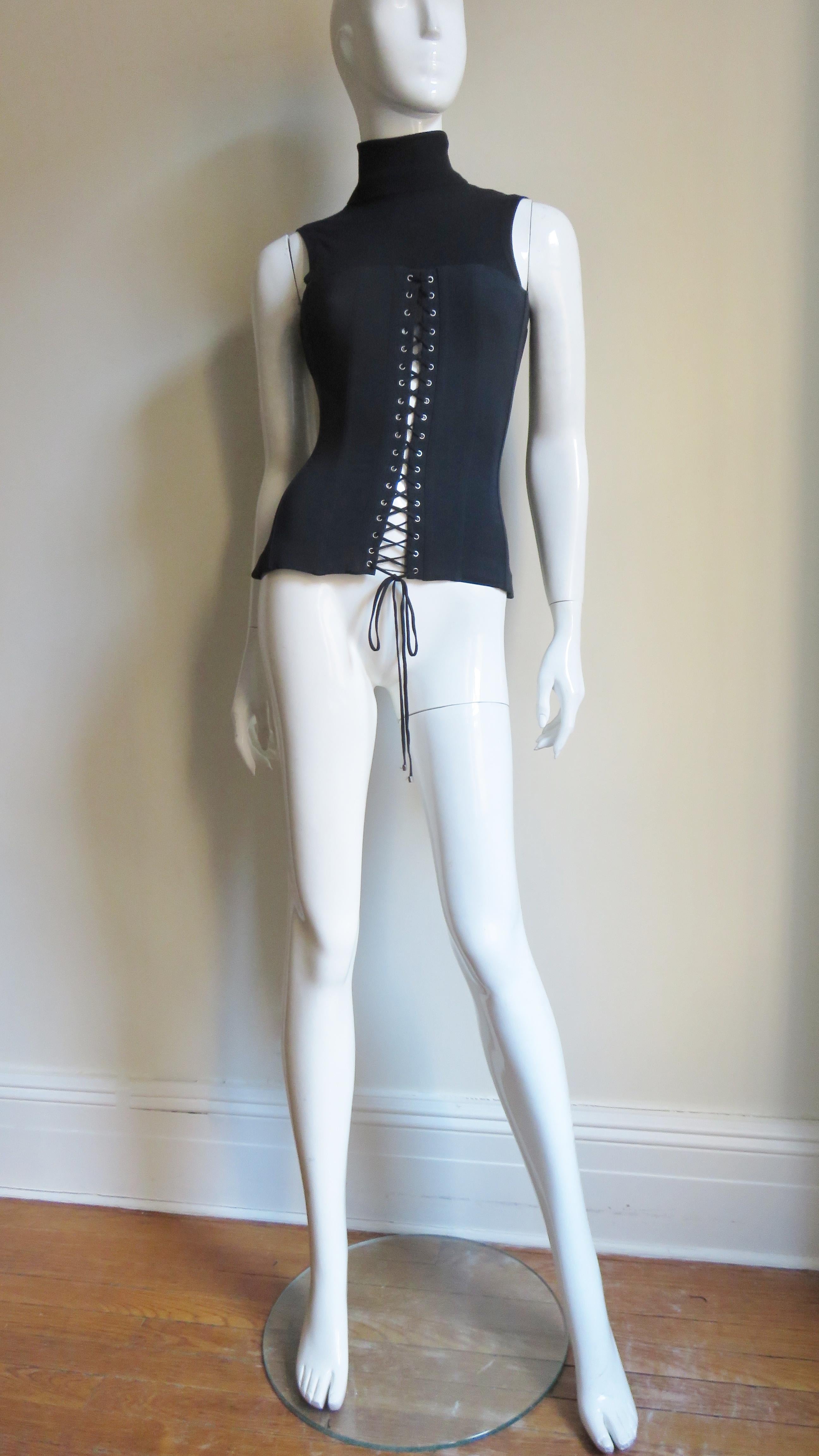Dolce & Gabbana Lace up Corset and Cardigan Sweater Set In Good Condition In Water Mill, NY