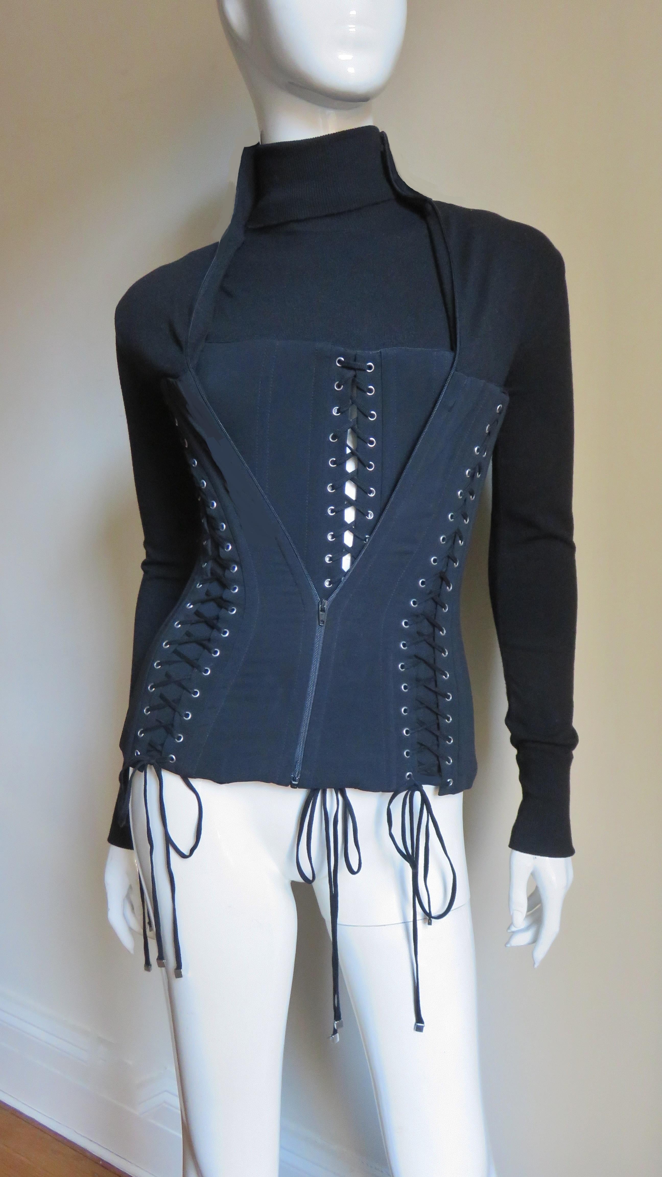 Women's Dolce & Gabbana Lace up Corset and Cardigan Sweater Set