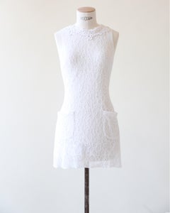 Dolce & Gabbana sleeveless white lace pocket mini dress IT 42