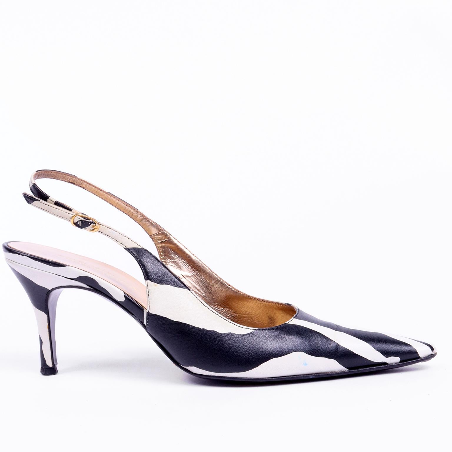 Women's Dolce & Gabbana Slingback Zebra Stripe Slingback Shoes Size 37