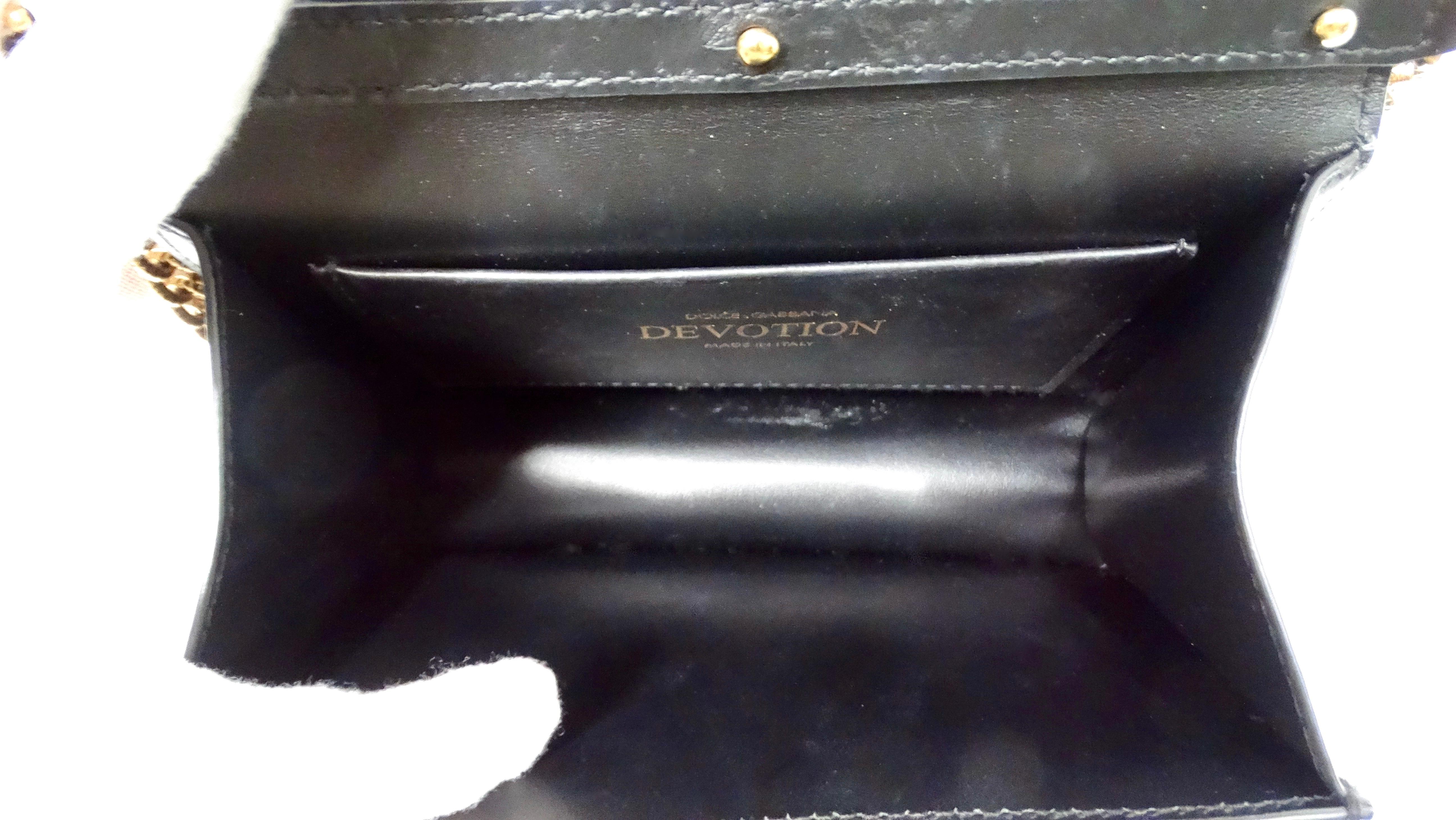 Dolce & Gabbana Small Black Calfskin Devotion Top Handle Bag For Sale 6