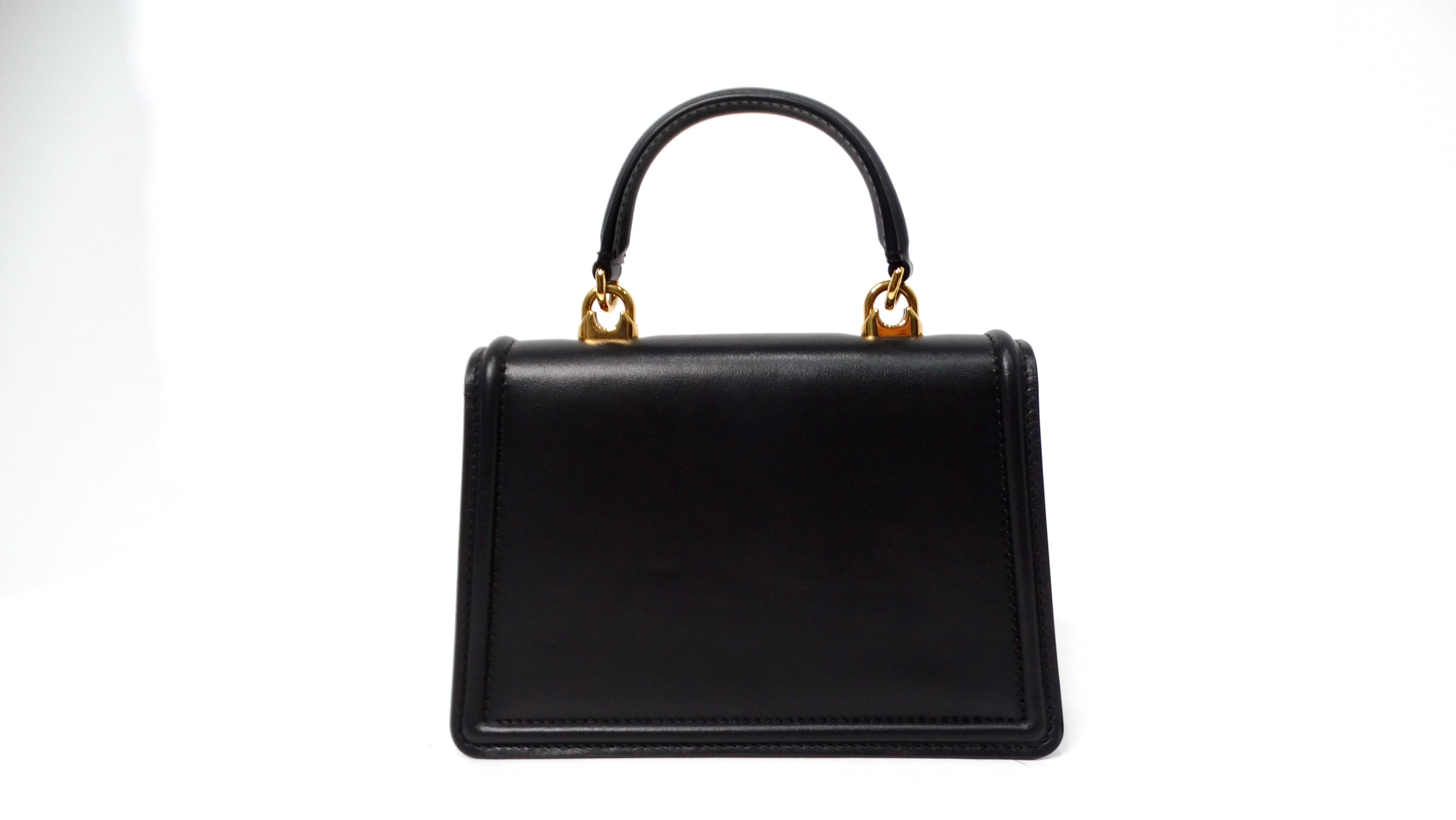 Dolce & Gabbana Small Black Calfskin Devotion Top Handle Bag For Sale 1
