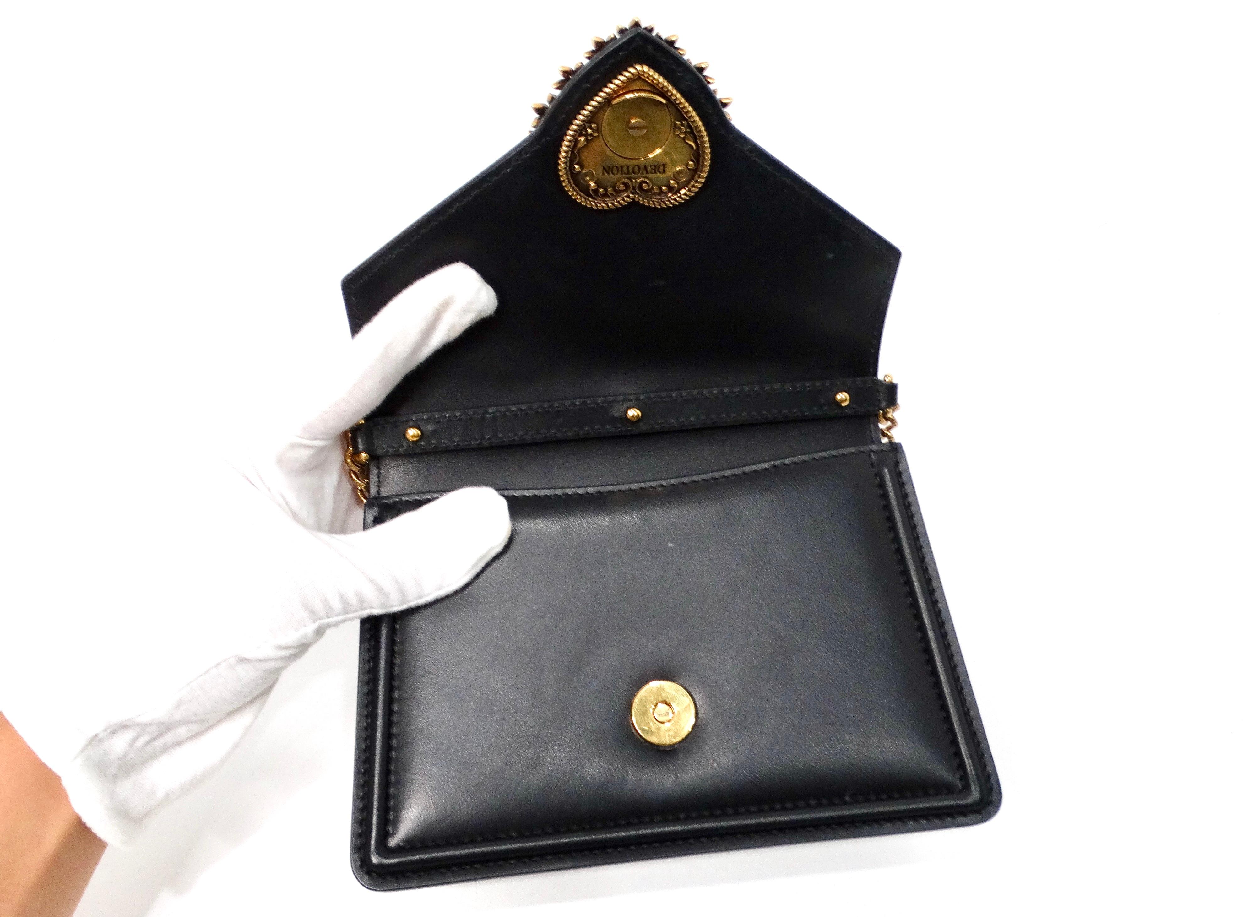 Dolce & Gabbana Small Black Calfskin Devotion Top Handle Bag For Sale 4
