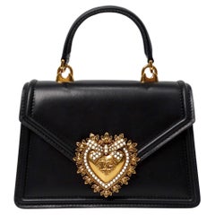 Dolce & Gabbana Small Black Calfskin Devotion Top Handle Bag