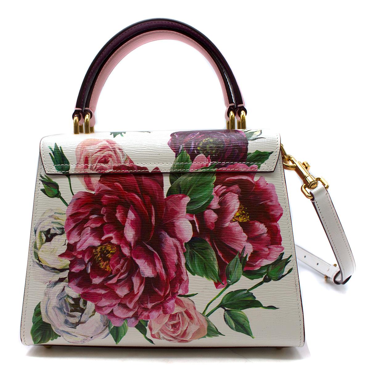 Brown Dolce & Gabbana Small Welcome Floral Printed Bag