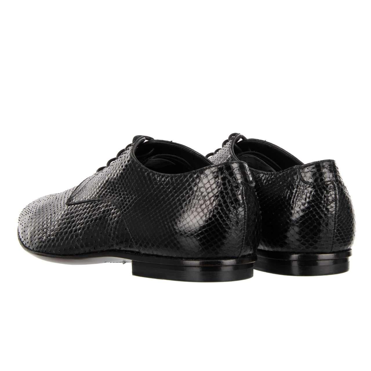 - Snake skin derby shoes OTELLO with lace in black by DOLCE & GABBANA - MADE IN ITALY - Former RRP: UR 1.250 - New with Box - Model: A10430-A2043-80999 - Material: 100% Snake skin - Sole: Leather - Color: Black - DG logo on the sole - Leather and