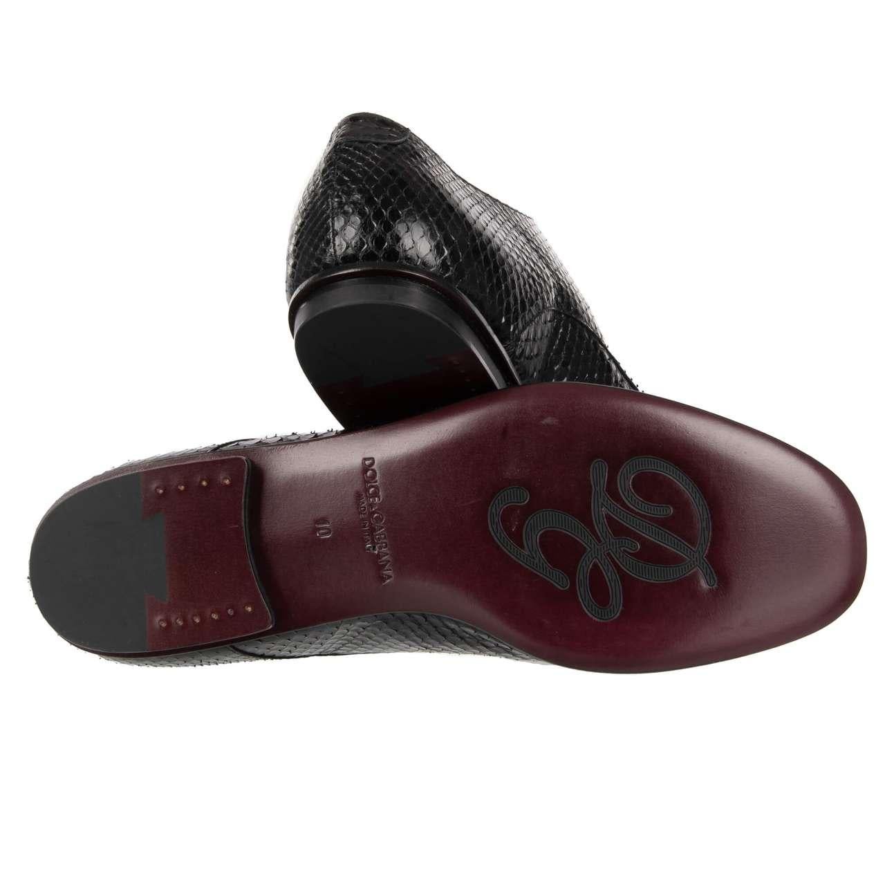 Dolce & Gabbana - Snake Derby Shoes OTELLO Black 44 UK 10 US 11 In Excellent Condition For Sale In Erkrath, DE